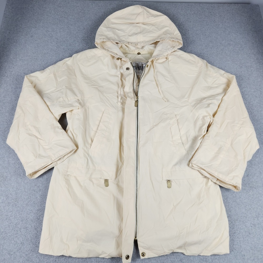 Mulberry Street Parka Jacket Womens Large Beige Lined Hooded Utility Full Zip
